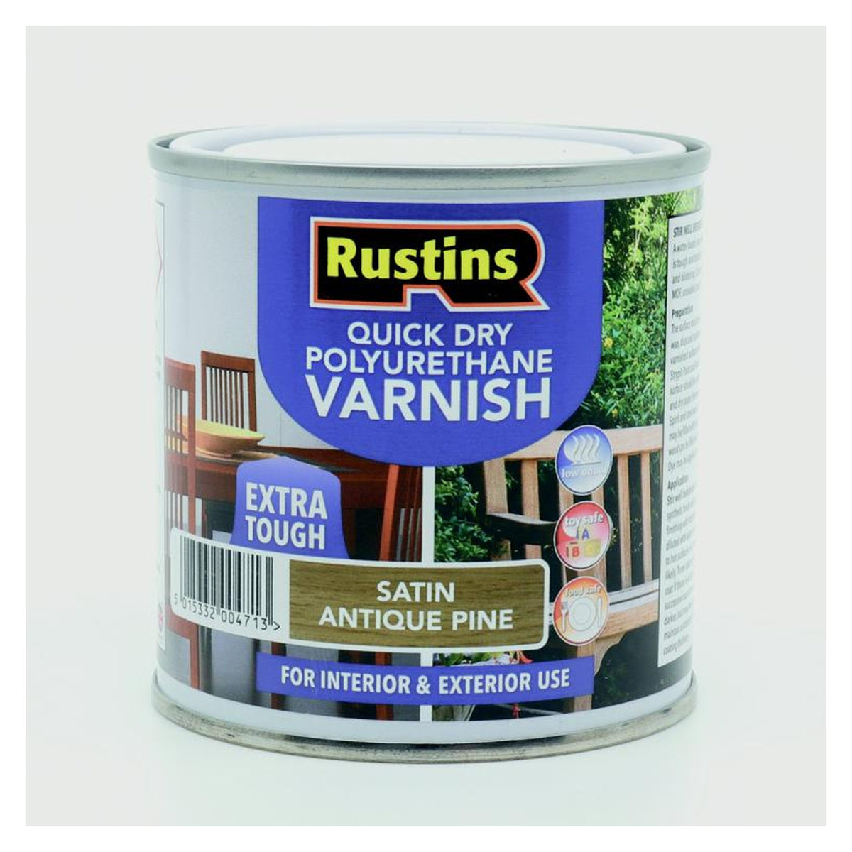 Rustins Polyurethane Satin Varnish 250ml in Antique Pine