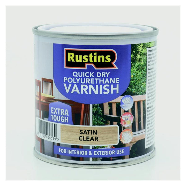 Rustins Polyurethane Satin Varnish 250ml in Clear