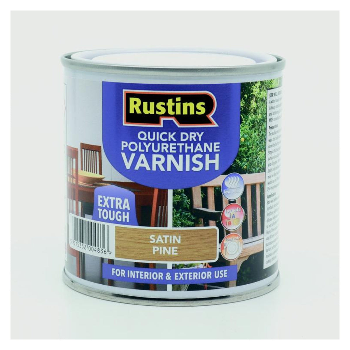 Rustins Polyurethane Satin Varnish 250ml in Pine