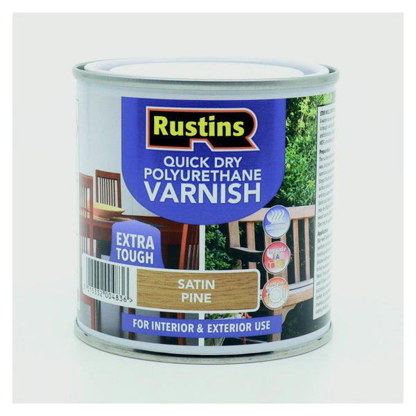 Rustins Polyurethane Satin Varnish 250ml in Pine