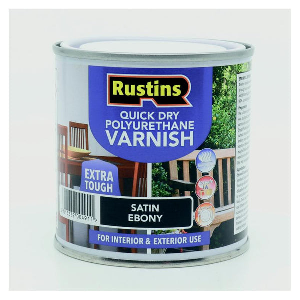Rustins Quick Dry Poly Varnish Satin Ebony 250ml