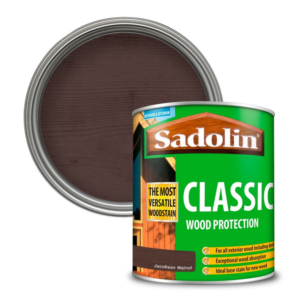 Sadolin Classic Wood Protection 1L tin in Jacobean Walnut