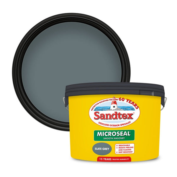 Sandtex Smooth Masonry Paint 10L tin in Slate Grey