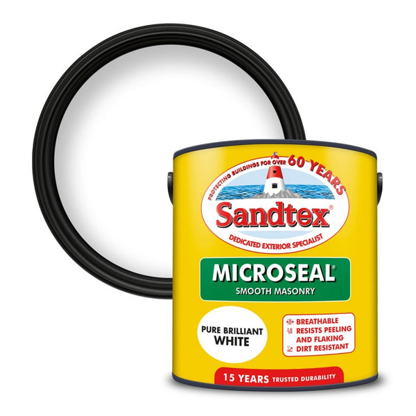 Sandtex Smooth Masonry Paint 2.5L tin in Pure Brilliant White