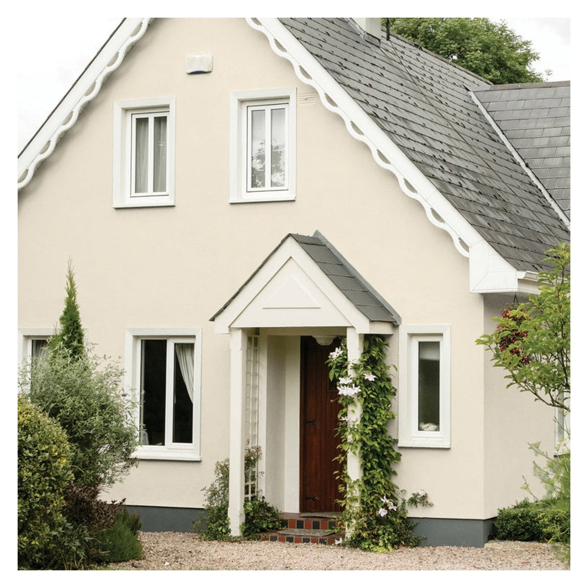 Sandtex Smooth Masonry Paint 5L tin in Ivory Stone, view 2