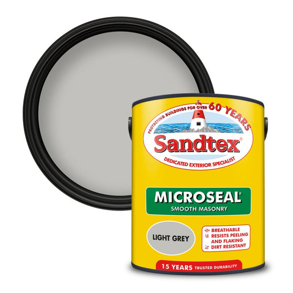 Sandtex Smooth Masonry Paint 5L Light Grey tin