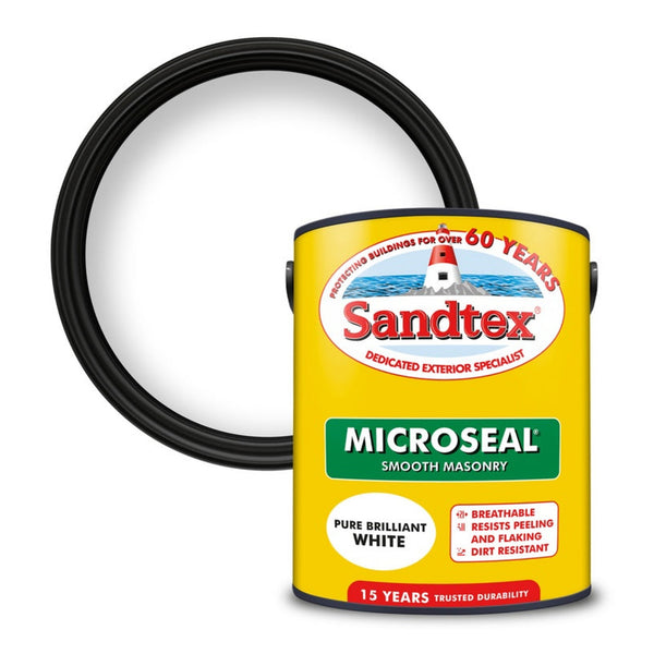 Sandtex smooth masonry paint 5L in Pure Brilliant White