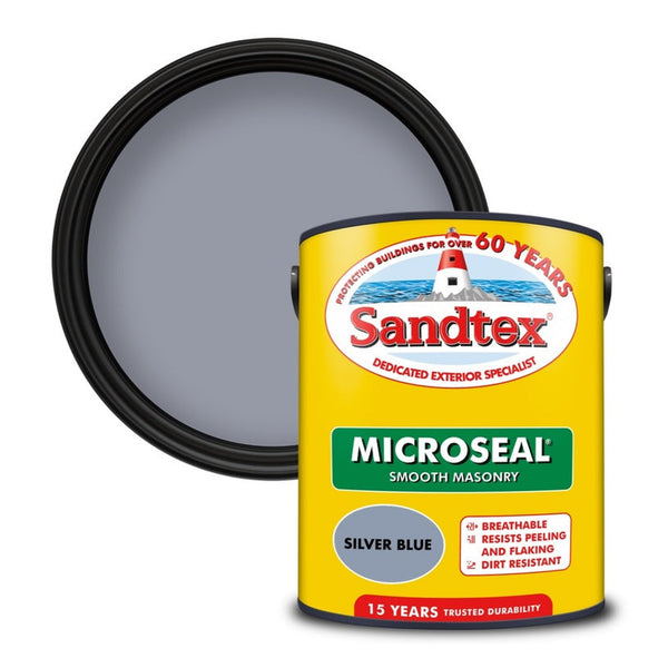 Sandtex Smooth Masonry Paint 5L tin in Silver Blue