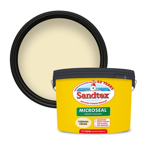 Sandtex Smooth Masonry Paint 10L tin in Cornish Cream