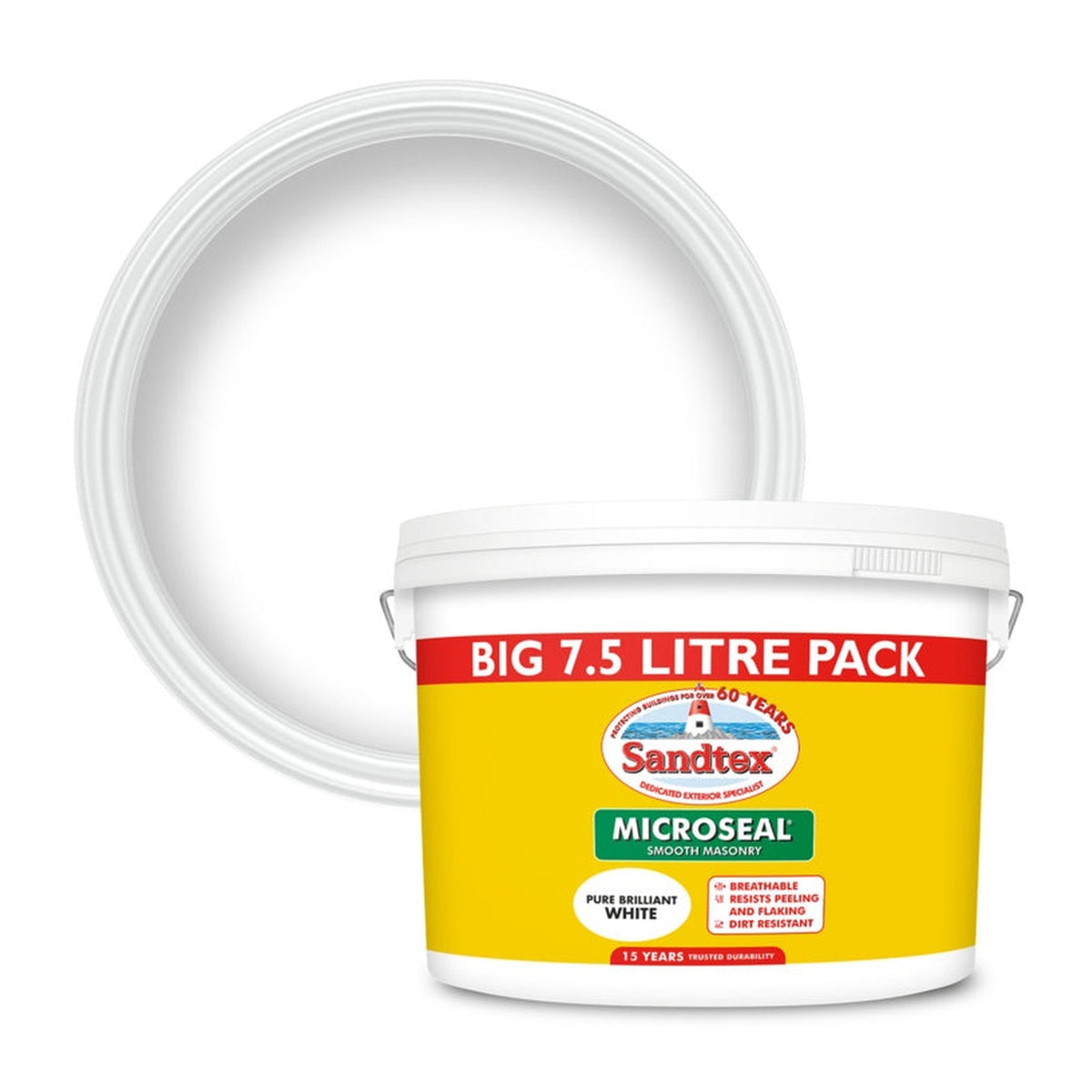 Sandtex Smooth Masonry Paint 7.5L in Pure Brilliant White