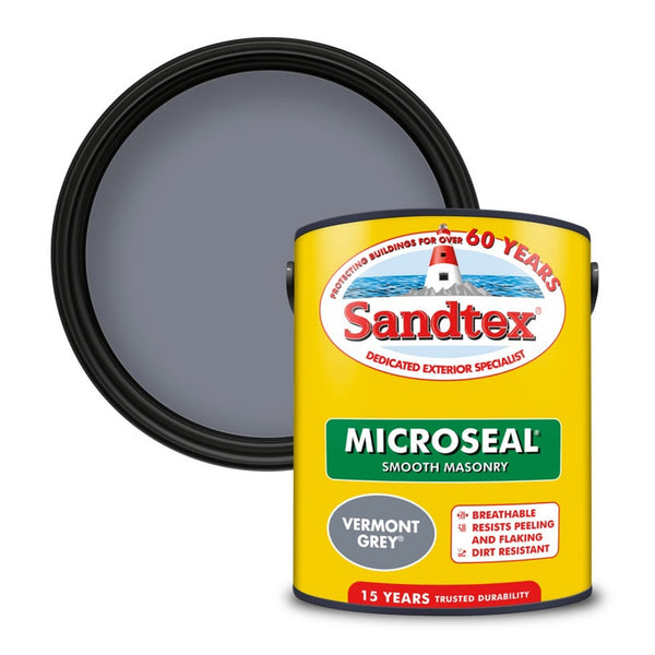 Sandtex Smooth Masonry Paint 5L tin in Vermont Grey