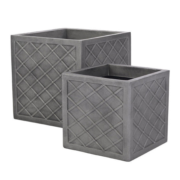 Sankey Lazio 32cm square planter in pewter