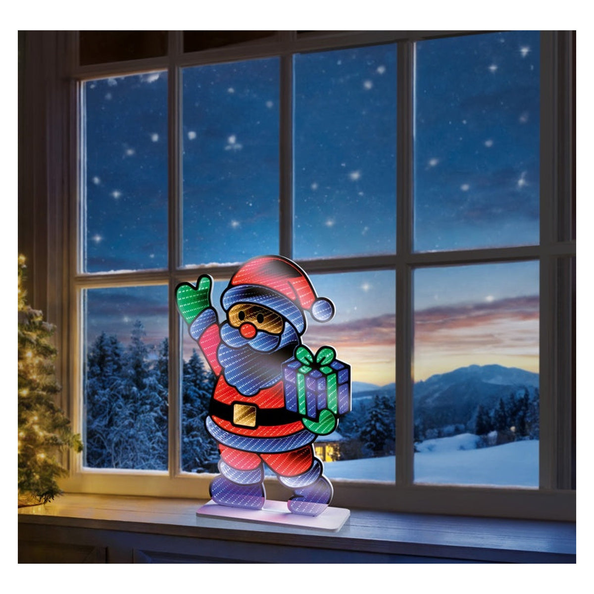 Santa Holding Parcel Infinity Mirror - 40cm
