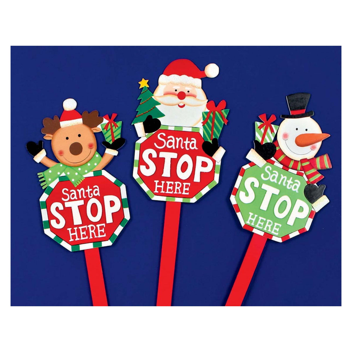 Santa Stop Here Sign Santa/Snowman/Reindeer - 68cm