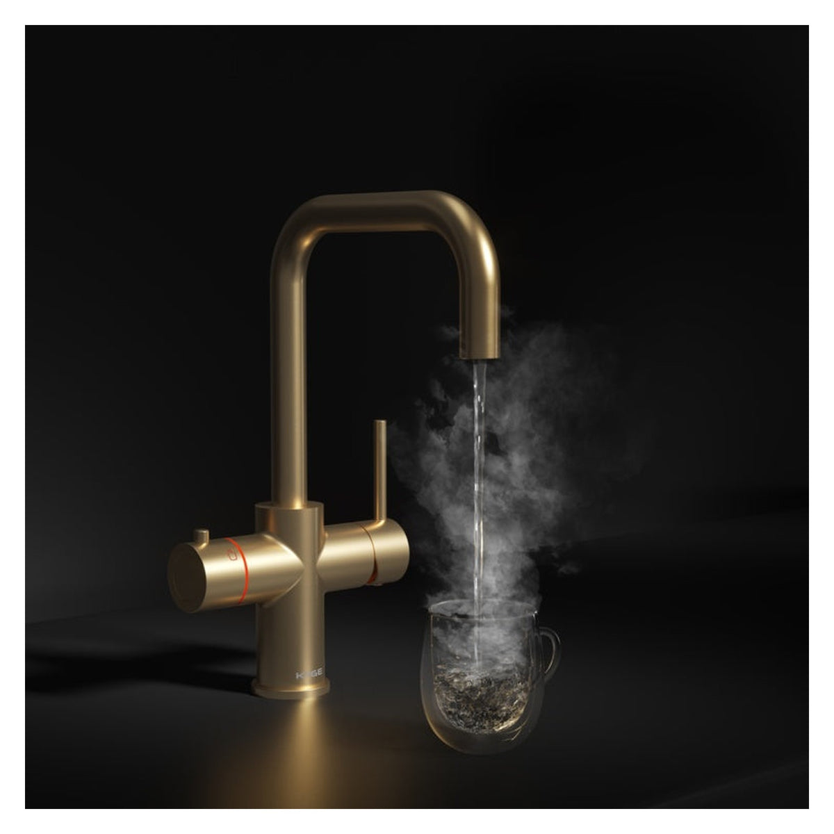 Scudo 3 in 1 boiling water tap with D spout in brass