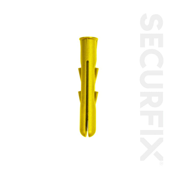 Pack of 100 Securfix yellow general purpose wall plugs
