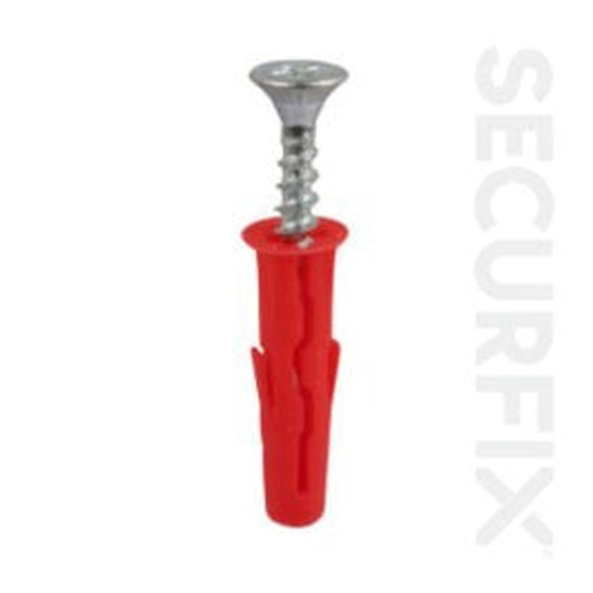 Securfix red wall plugs with screws, pack of 20