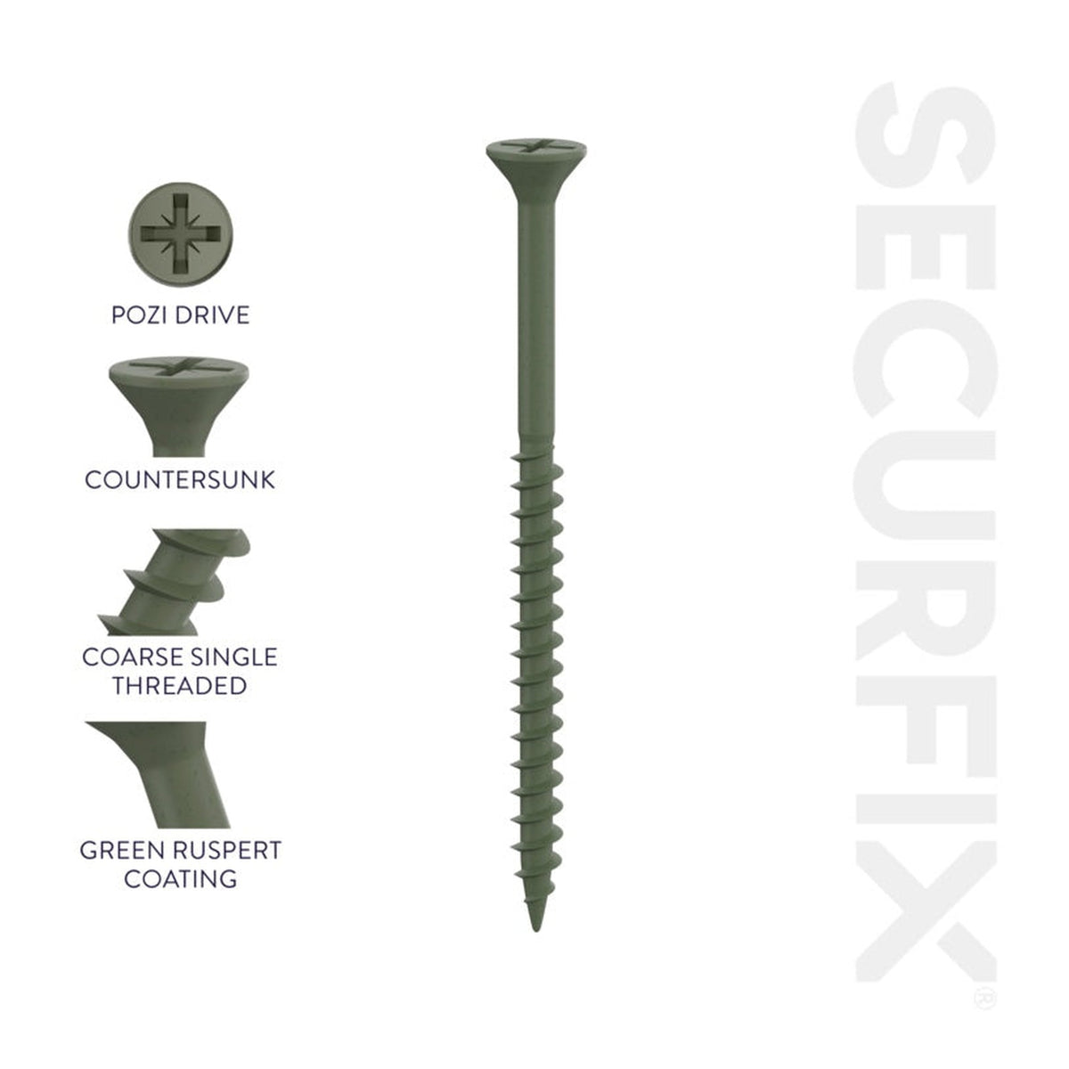 Securfix green decking screws 4.5 x 60mm pack of 1000