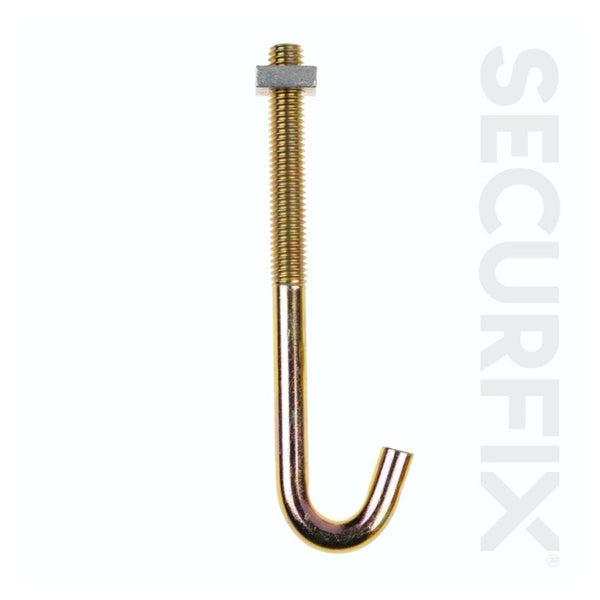 Pack of five Securfix M8 x 160mm hook bolts