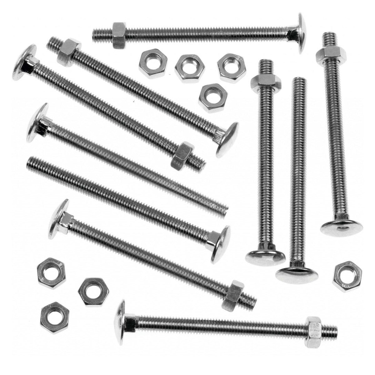 Securfix M6 x 75mm carriage bolts with hex nuts, pack of 200