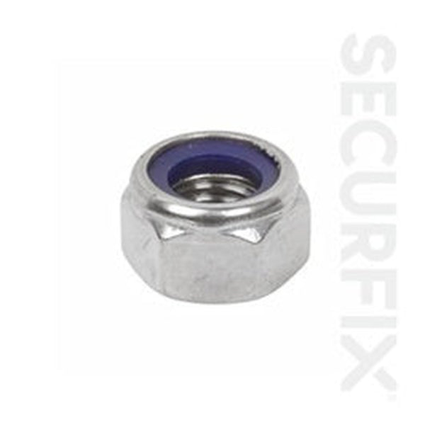 Securfix zinc plated M6 nylon locking nuts, pack of 100