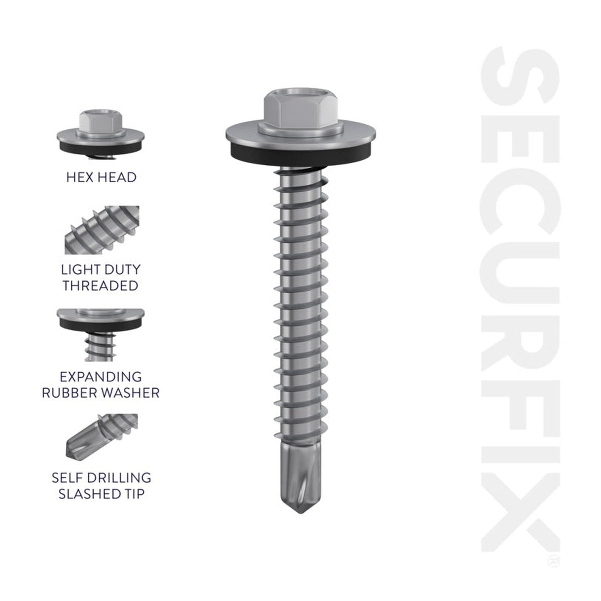 Pack of 100 Securfix self drilling roofing screws 5.5 x 32mm