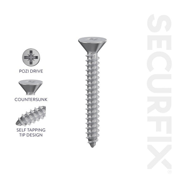 Securfix flat head self tapping screws 4.0 x 25mm