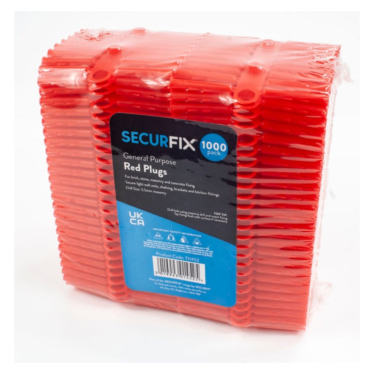 Pack of 1000 Securfix red wall plugs, view 2