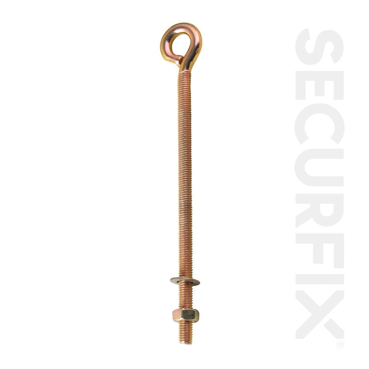 Pack of five Securfix zinc plated M8 x 150mm eye bolts