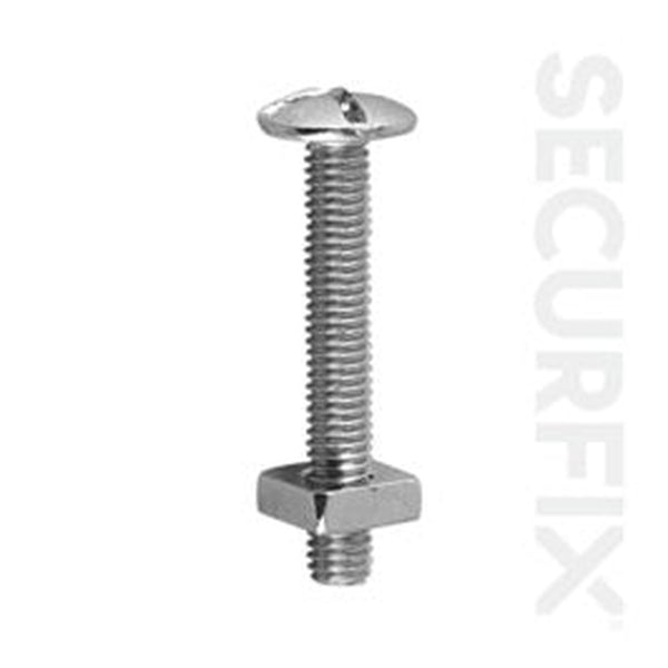 Pack of 25 Securfix zinc plated M6 x 40mm roof bolts