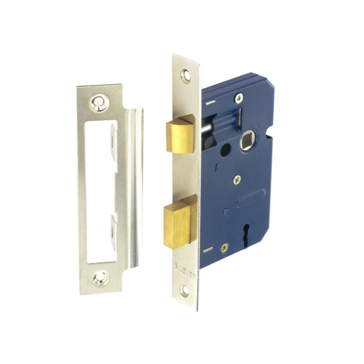 Securit nickel plated 3 lever 63mm sashlock with 2 keys