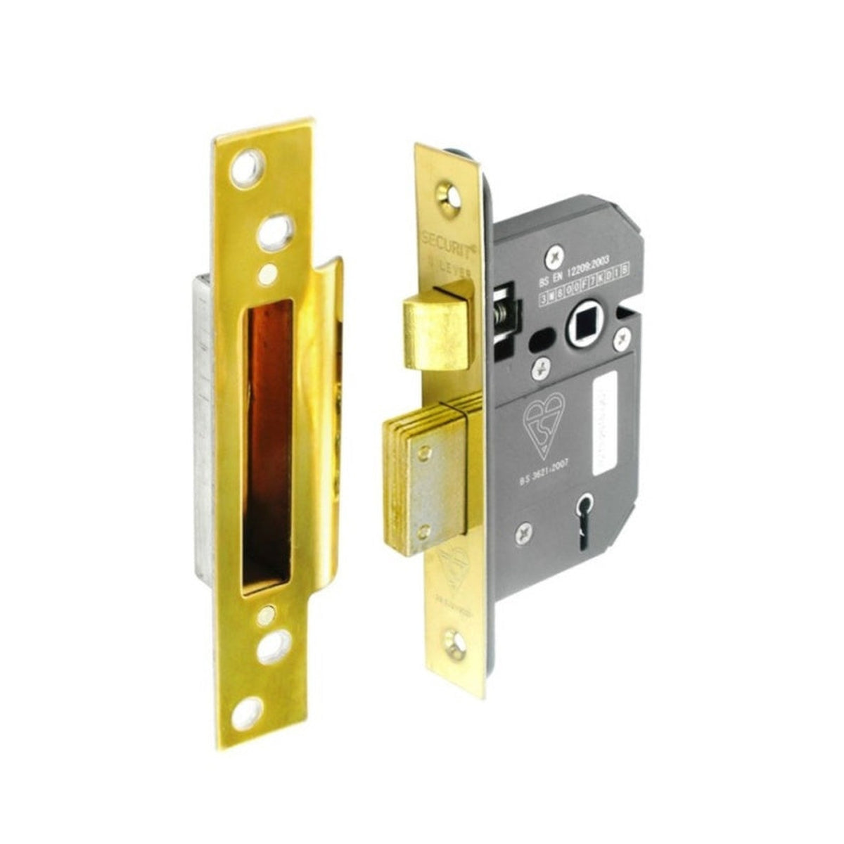 Securit 75mm brass plated 5 lever BS3621 sashlock