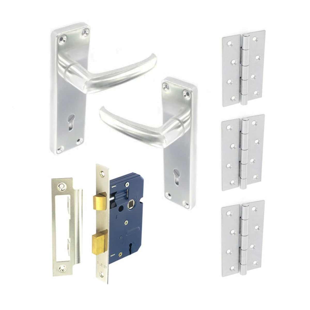 Securit aluminium external round handle pack with lock and hinges