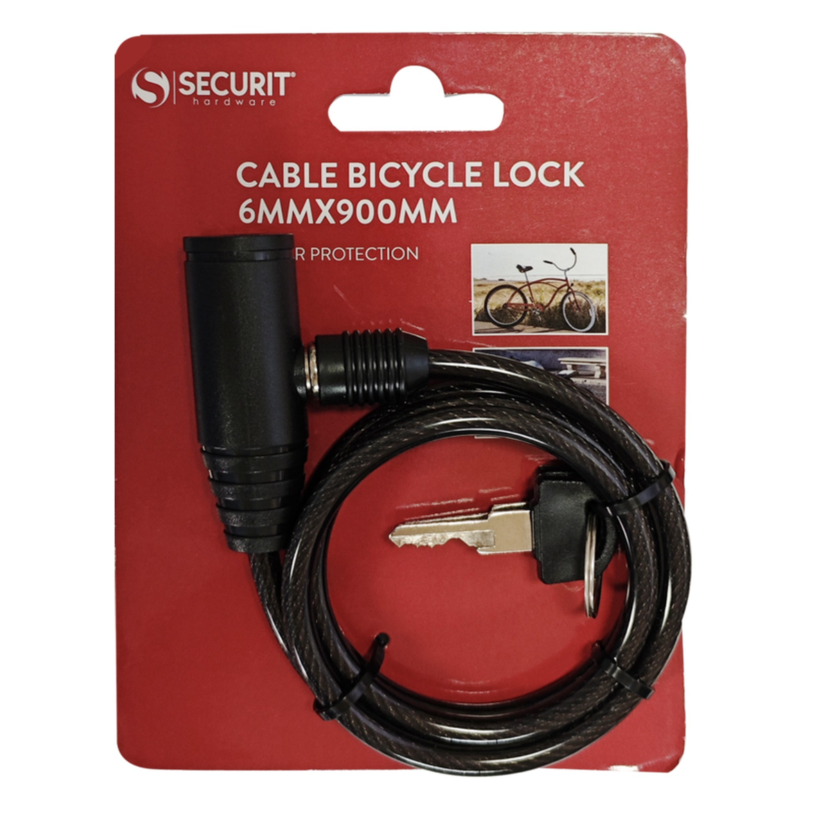 Securit bicycle cable lock 900mm x 6mm