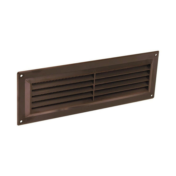 Securit brown plastic louvre vent 9 x 3 inch with fixed flyscreen