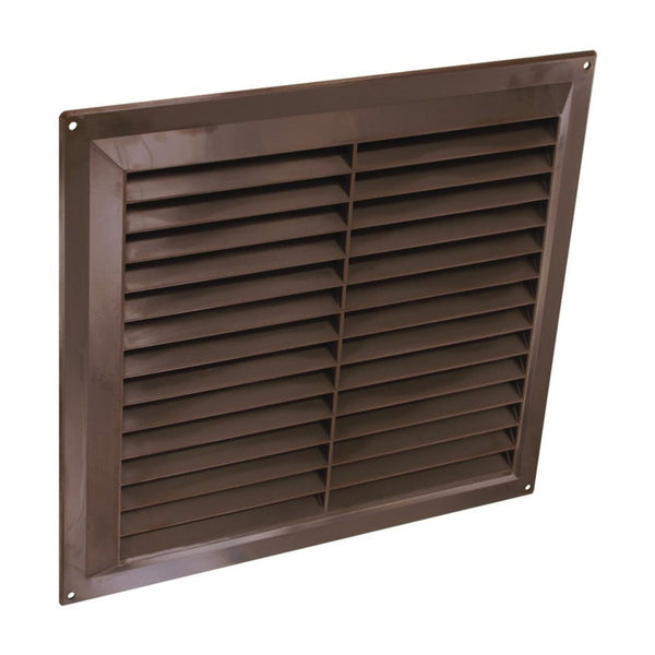 Securit brown plastic louvre vent 9 x 9 inch with flyscreen