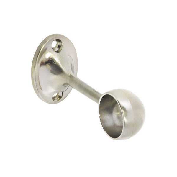 Securit 25mm brushed nickel rail end bracket