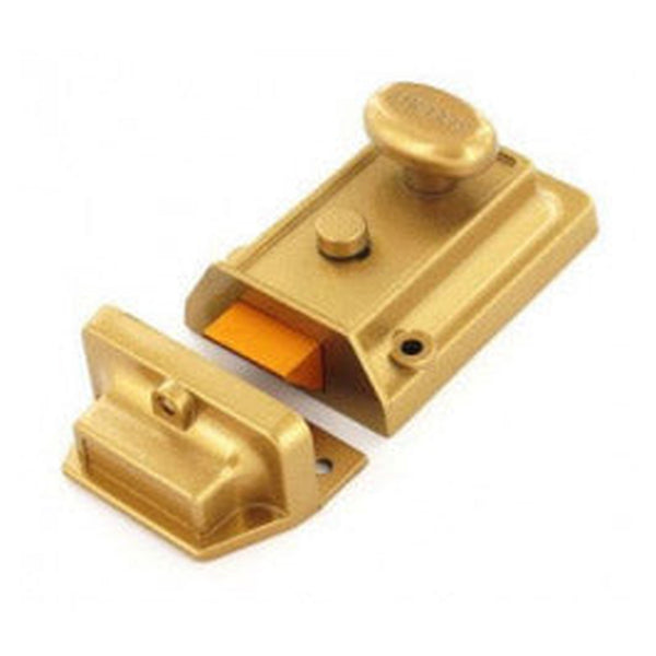 Securit champagne finish nightlatch with brass cylinder
