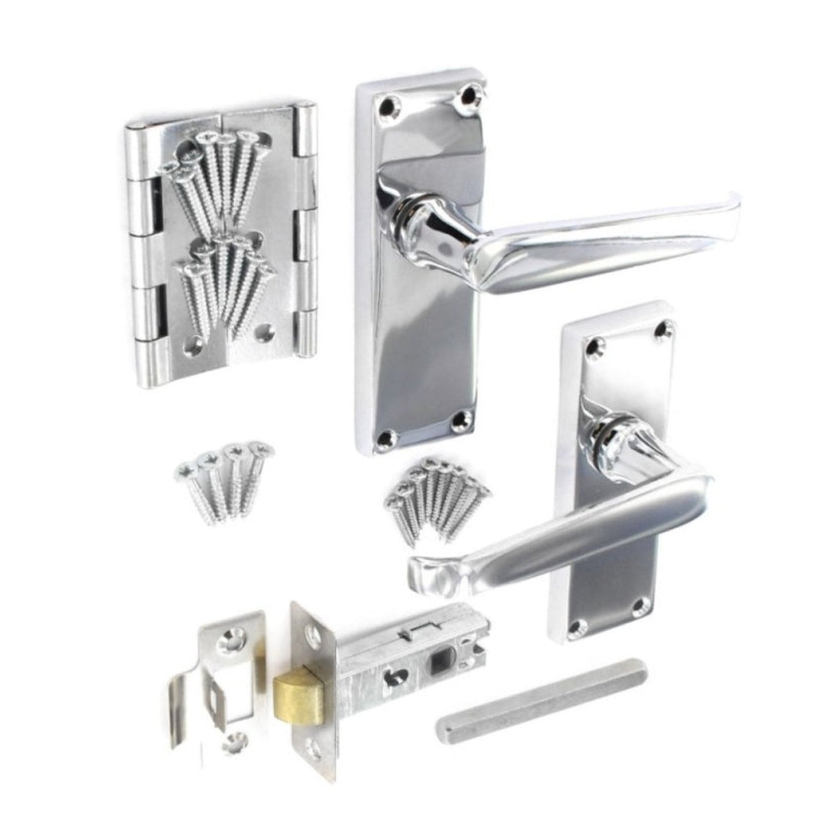 Securit chrome flat internal door handle pack
