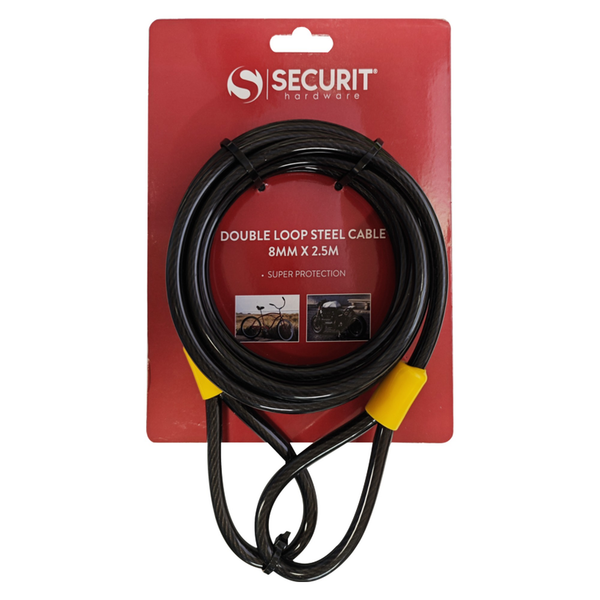 Securit double loop steel cable 2.5m x 8mm