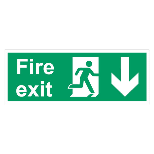 Securit Fire Exit Arrow Down rigid plastic sign, 400mm x 150mm