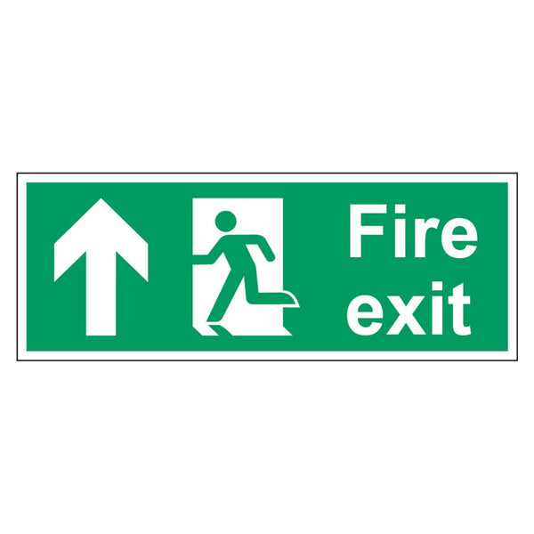 Securit Fire Exit sign with arrow up 400 x 150mm