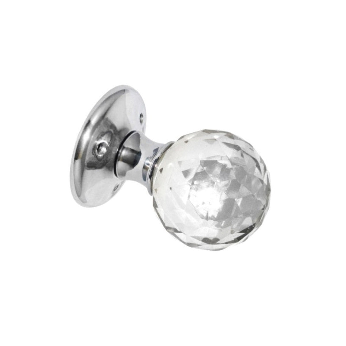 Securit 60mm glass ball mortice door knobs, chrome plated