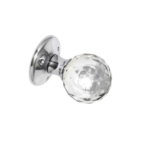 Securit 60mm glass ball mortice door knobs, chrome plated