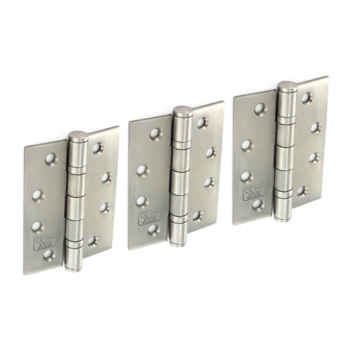 Pack of three Securit 100mm Grade 13 satin hinges