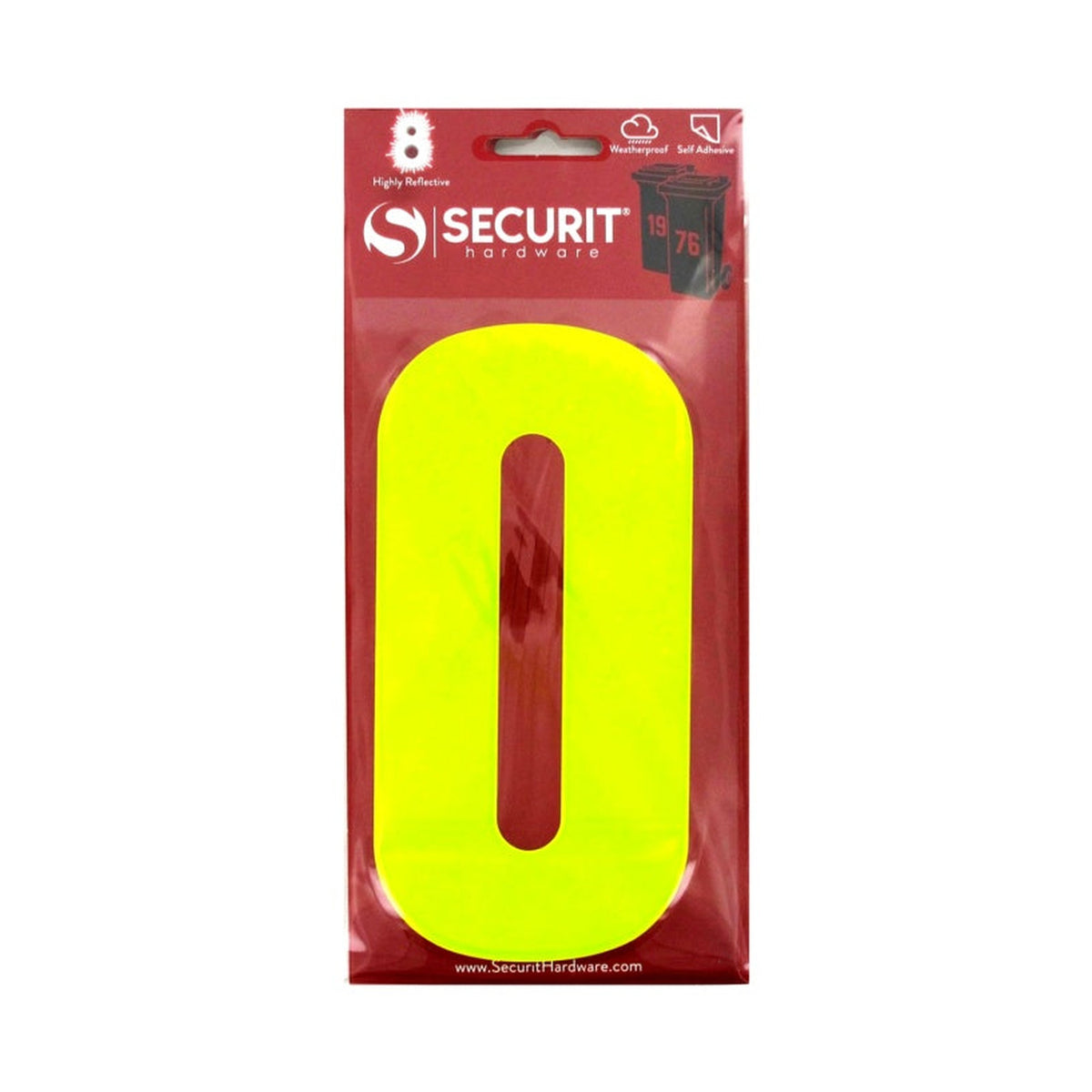 Securit hi vis self adhesive wheelie bin number 0, 160mm