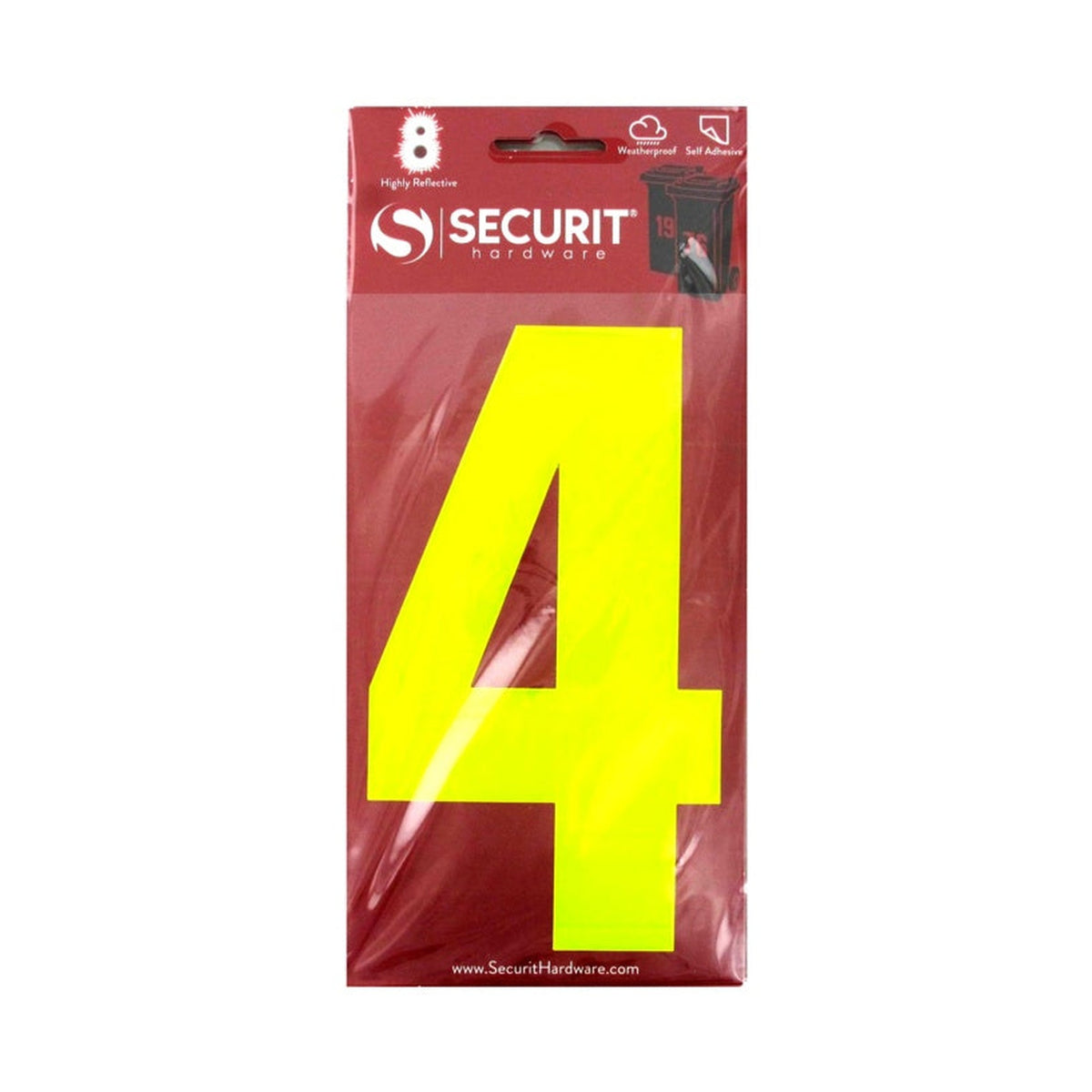 Securit hi vis self adhesive wheelie bin number 4