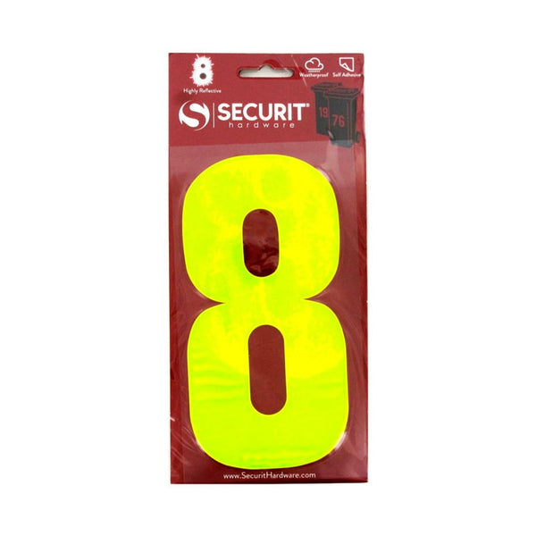 Securit hi vis self adhesive wheelie bin number 8, 160mm