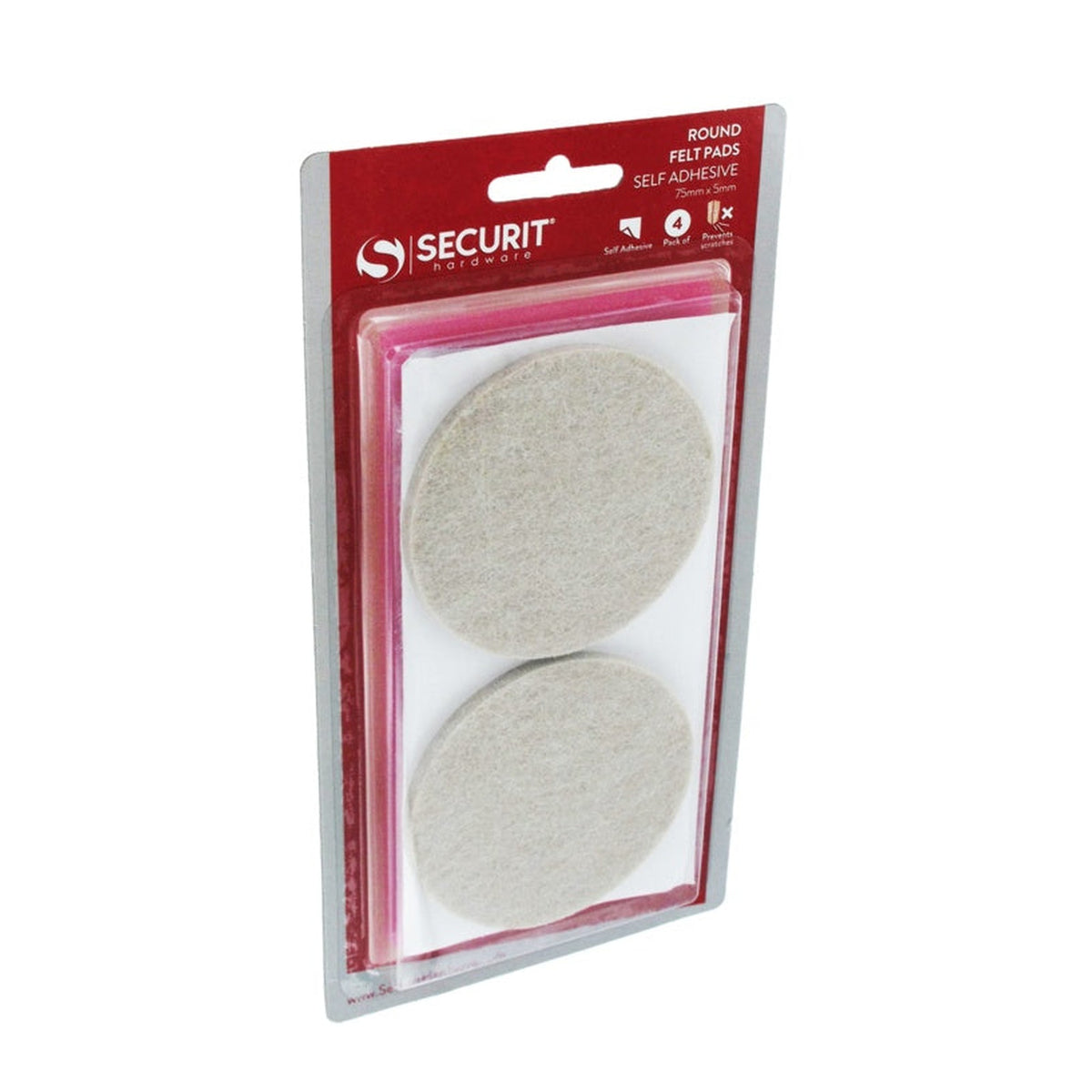 Pack of four Securit 75mm round stick-on felt pads, view 2