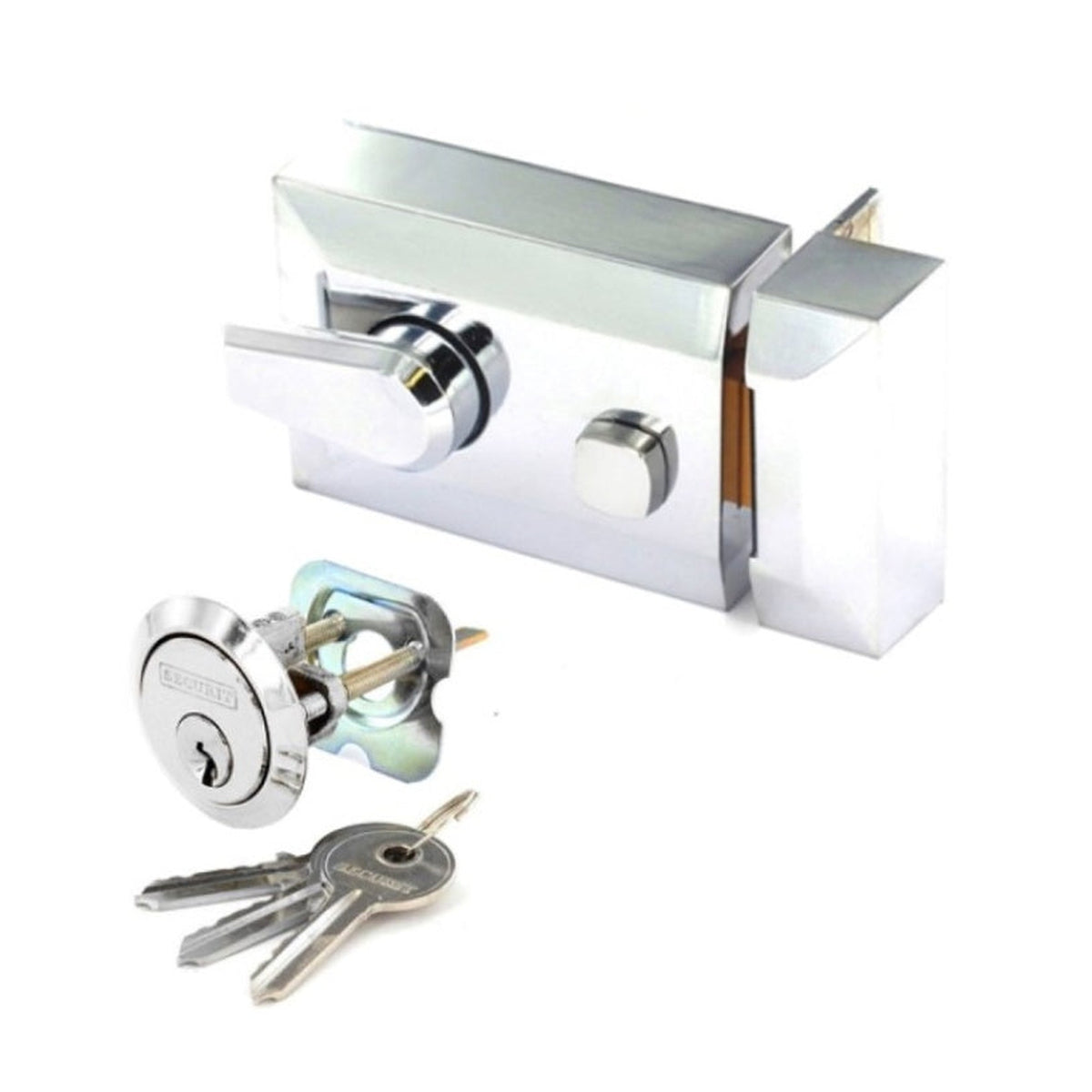 Securit polished chrome double locking narrow nightlatch